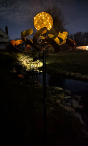 Golden Orb Solar Gazing Ball - Wind Sculpture Spinner